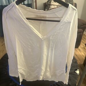 Women's White V-Neck Top